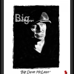 A black and white sketch of a Canadian Blues Artist Big Dave McLean